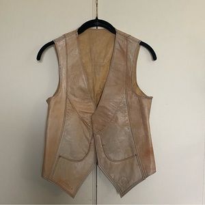 Vintage Italian Lambskin Leather Vest in Nude/Beige
